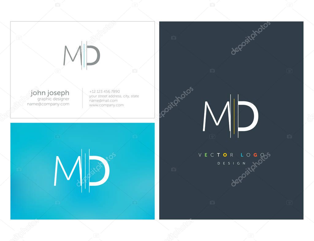Joint Md Letters Logo, Business Card Template, Vector