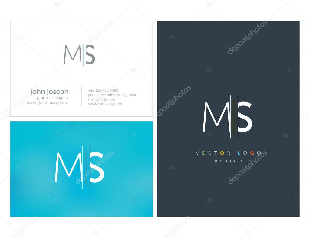 Joint Ms Letters Logo, Business Card Template, Vector