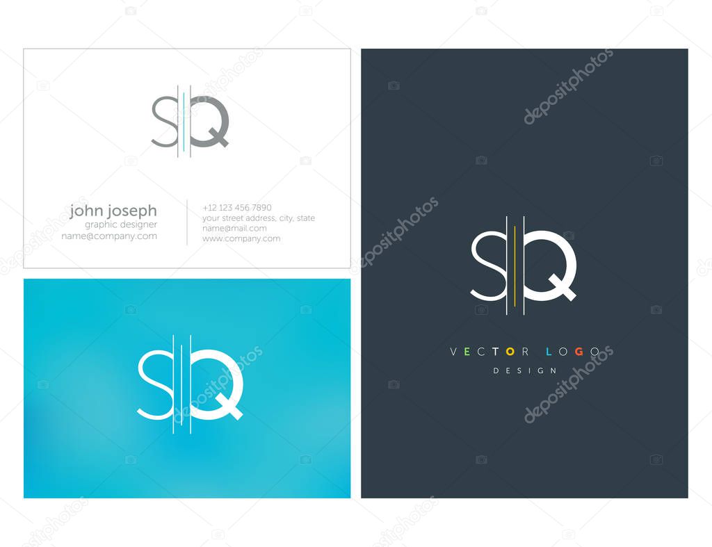 Line logo joint SQ for business card template, vector illustration