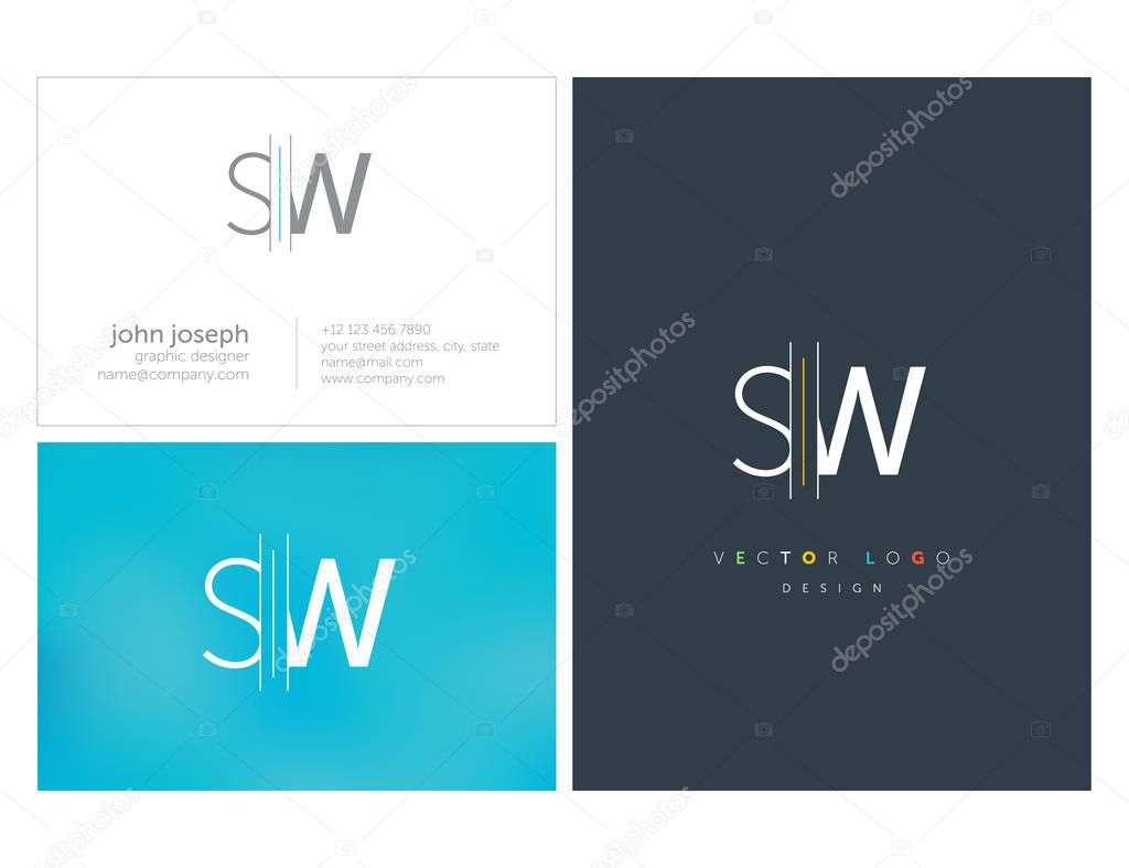Letters logo Sw, template for business card