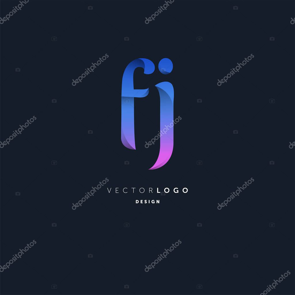 Joint FJ Letters Logo, Business Card Template, Vector