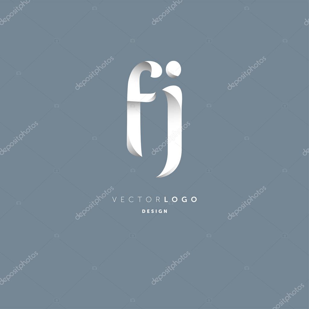 Joint FJ Letters Logo, Business Card Template, Vector