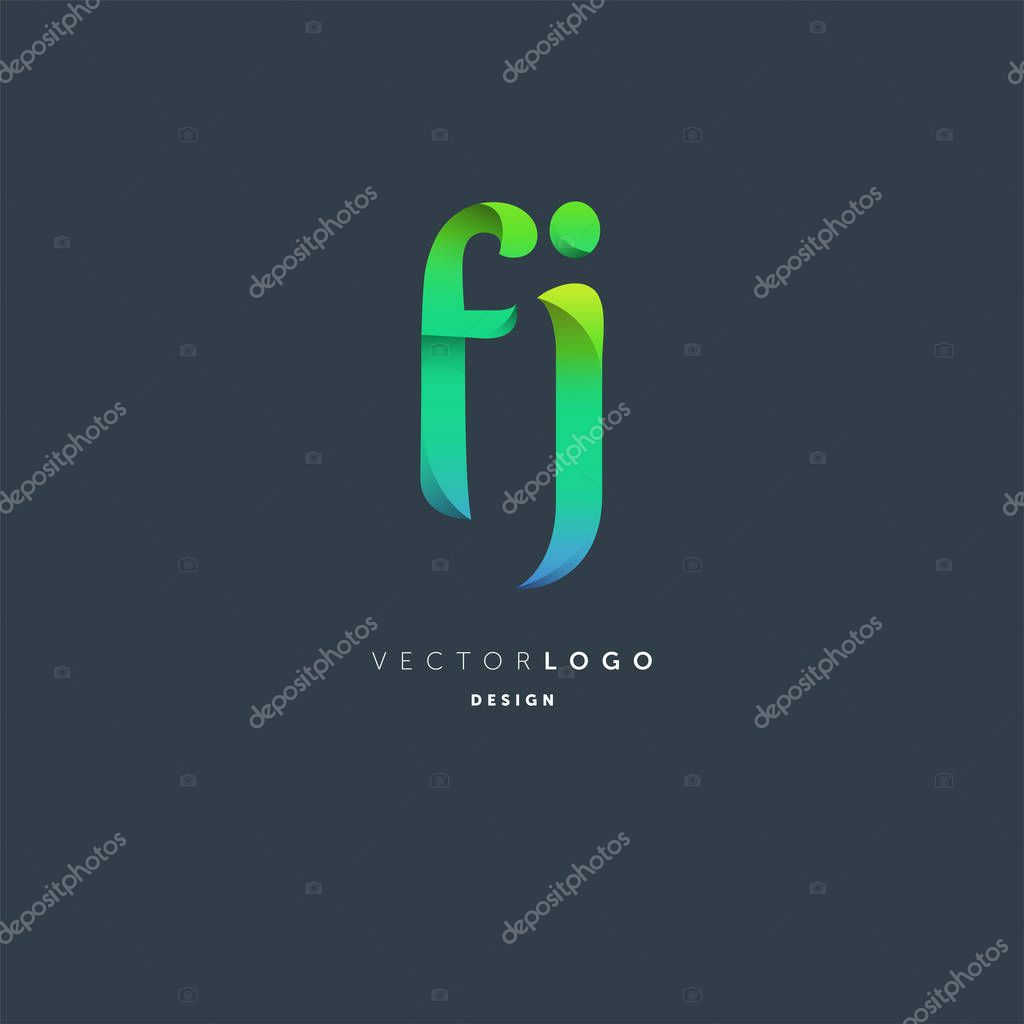 Joint FJ Letters Logo, Business Card Template, Vector