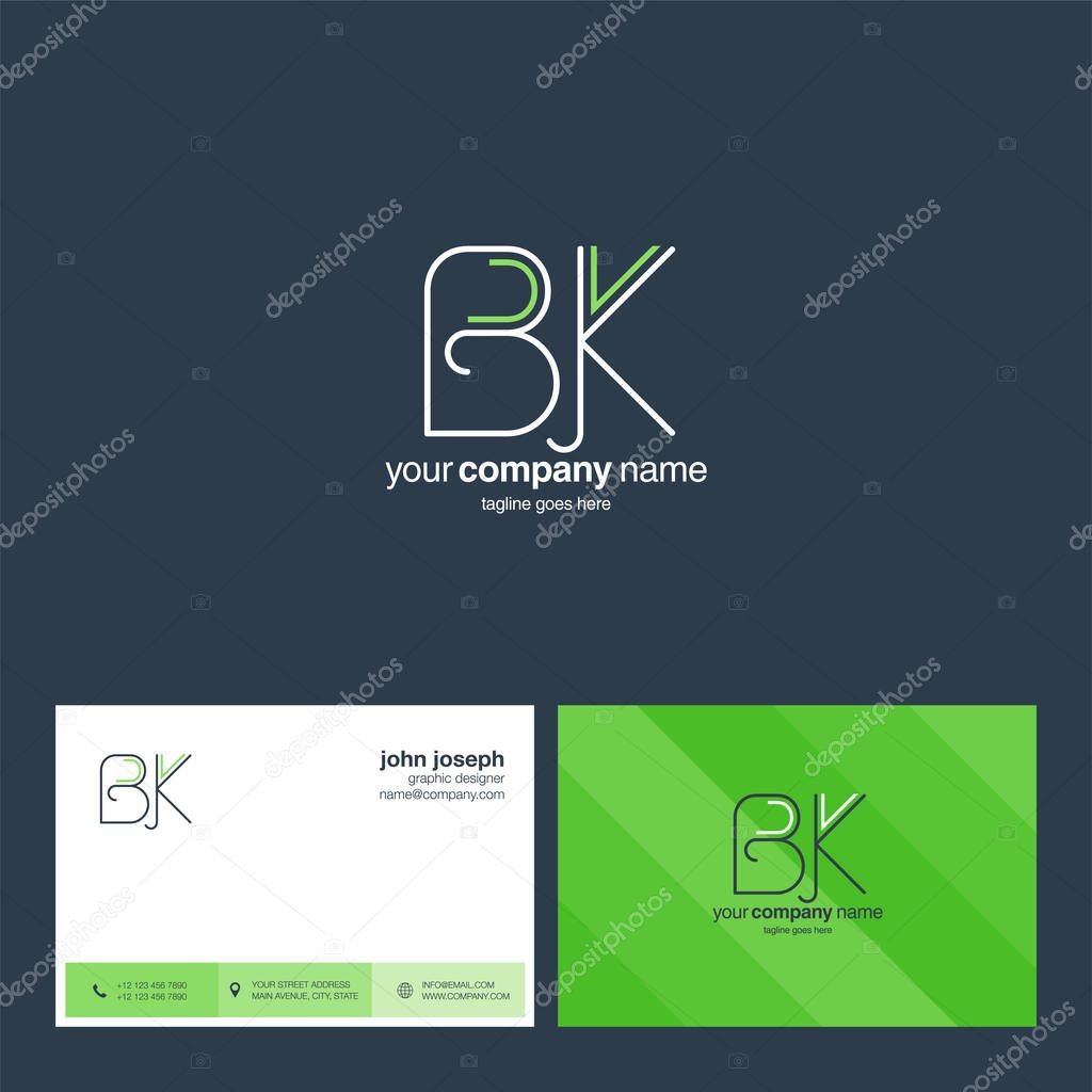 Logo joint Bk for Business Card Template, Vector
