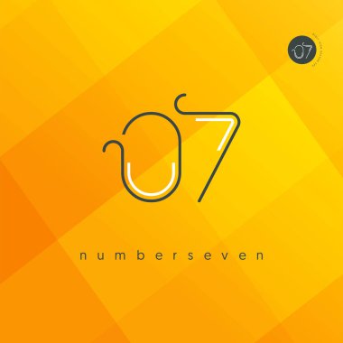 basamaklı sayı 07 logo simge, geometrik kurumsal kimlik, vektör çizim
