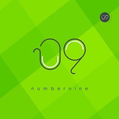 basamaklı sayı 09 logo simge, geometrik kurumsal kimlik, vektör çizim