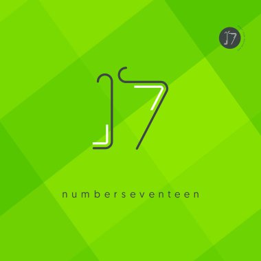 basamaklı sayı 17 logo simge, geometrik kurumsal kimlik, vektör çizim