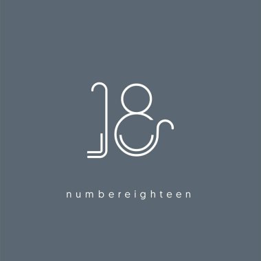 basamak sayısı 18 logo simge, geometrik kurumsal kimlik, vektör çizim