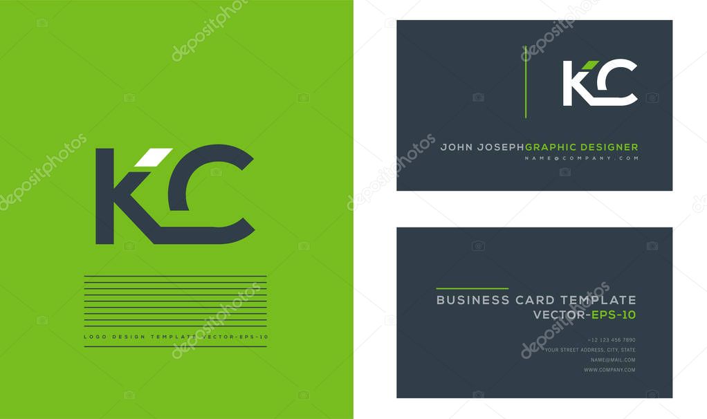 Logo joint Kc for Business Card Template, Vector