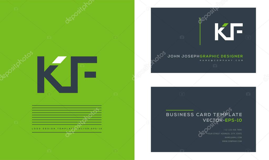 Logo joint Kf for Business Card Template, Vector
