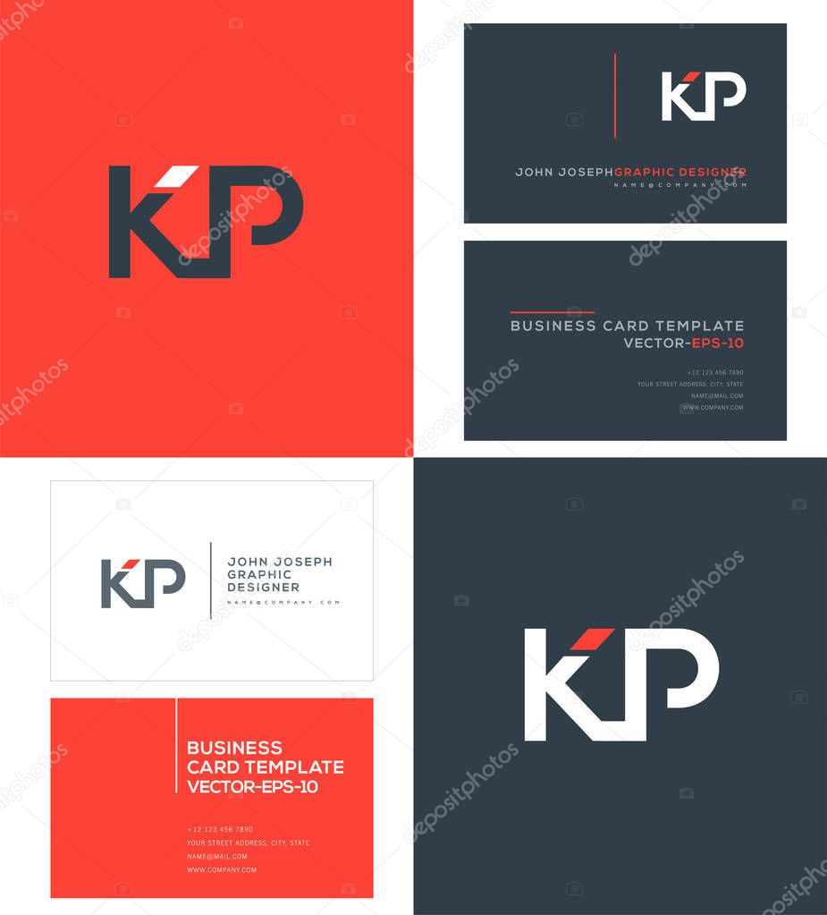 logo joint Kp for Business Card Template, Vector