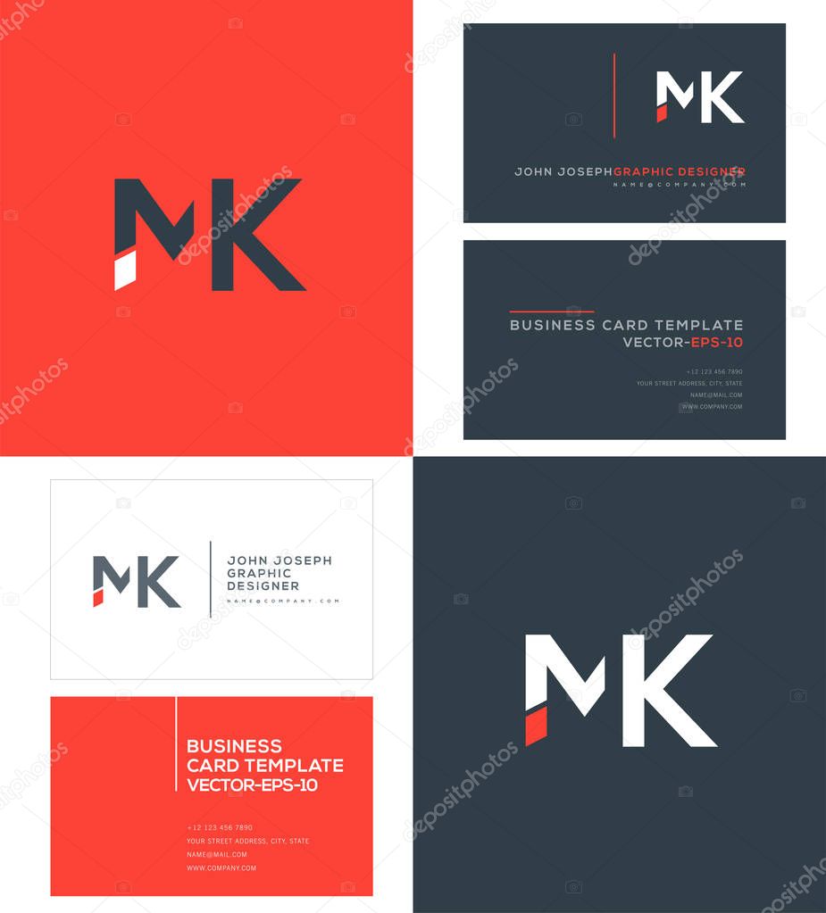logo joint Mk for Business Card Template, Vector