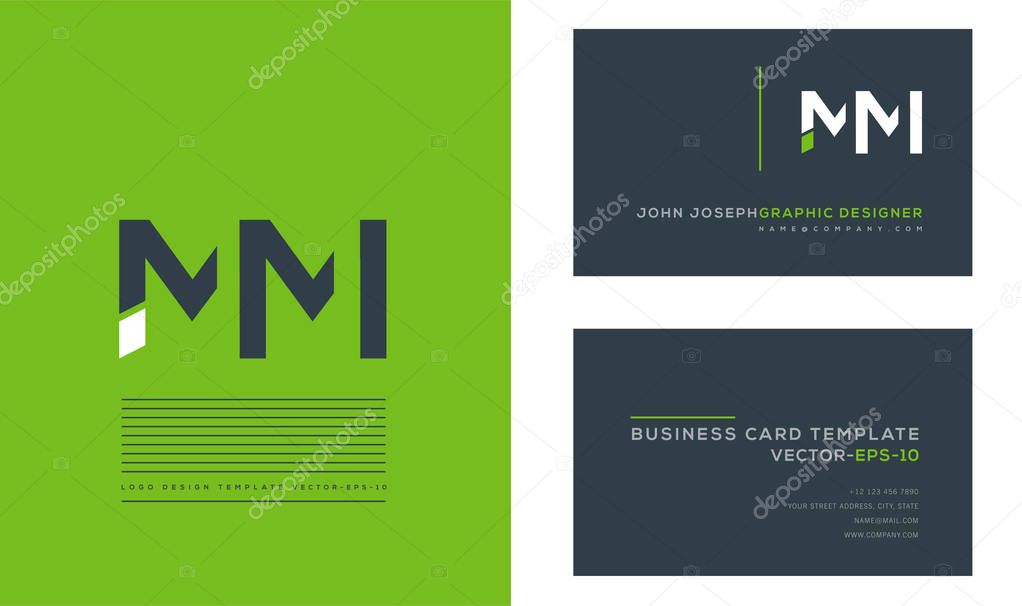 logo joint Mm for Business Card Template, Vector