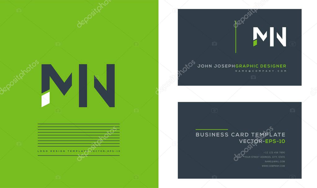 logo joint Mn for Business Card Template, Vector