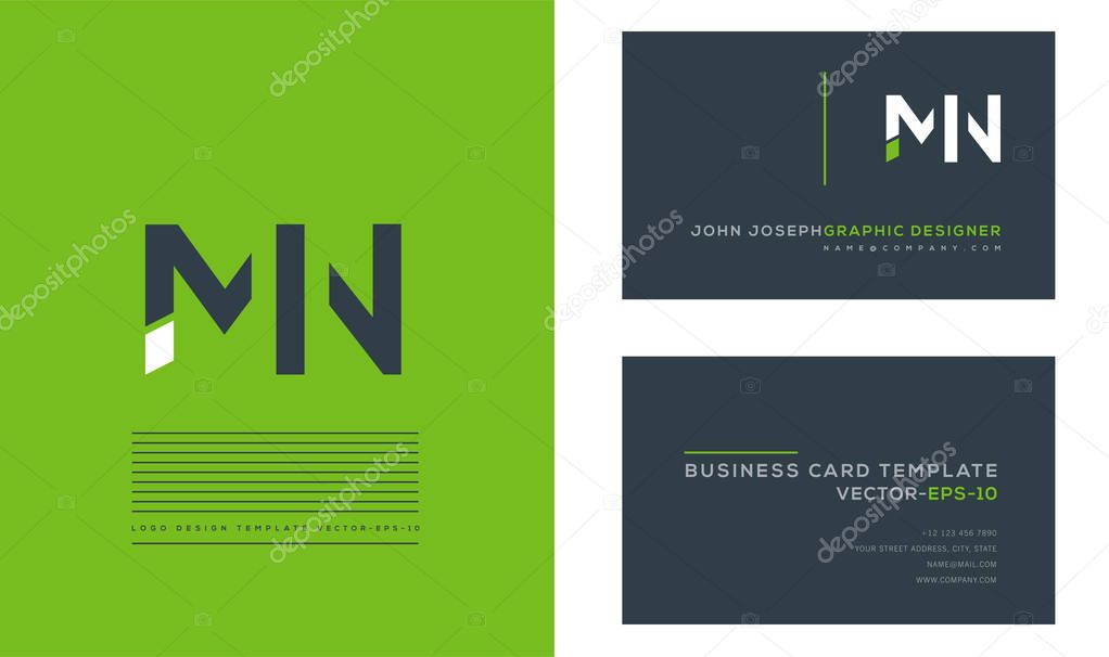 Logo joint Mn for Business Card Template, Vector