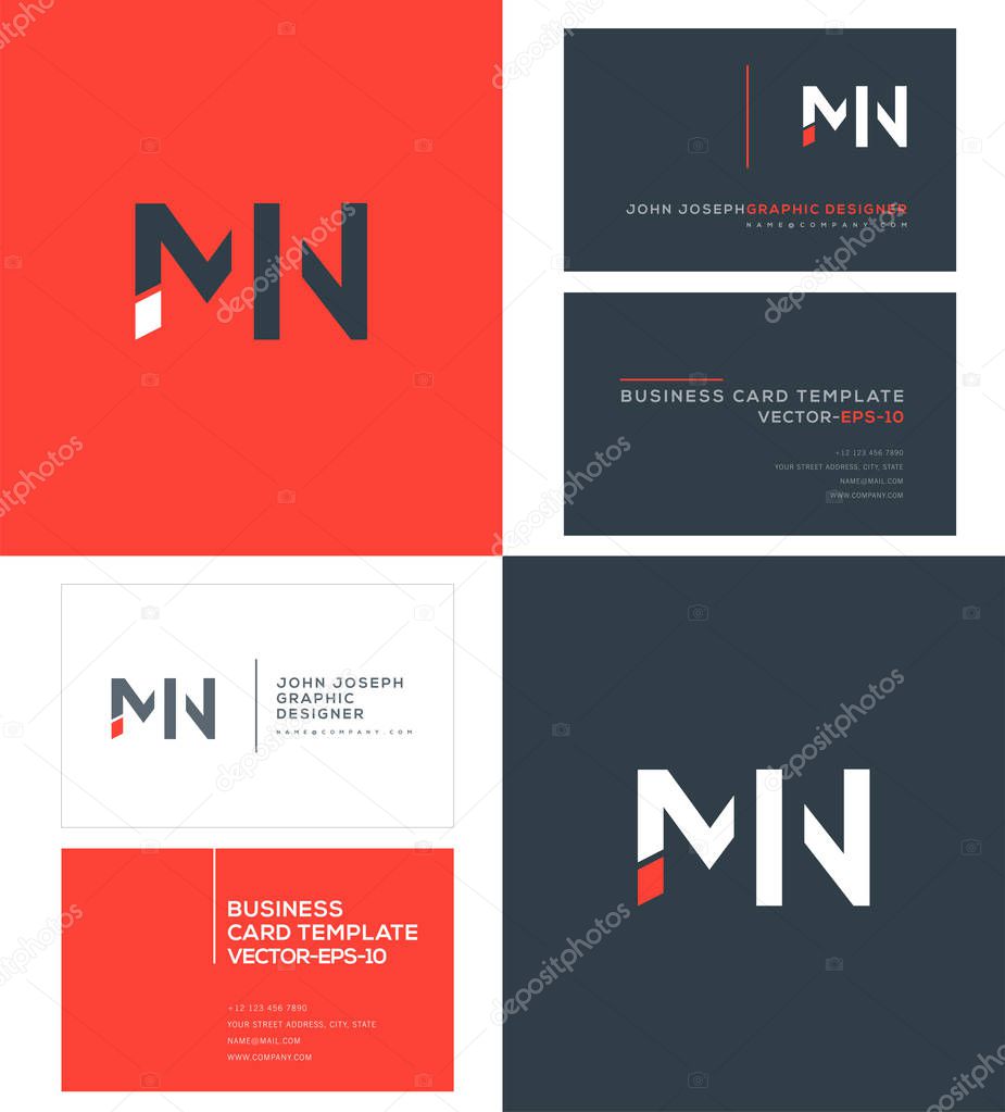 Logo joint Mn for Business Card Template, Vector