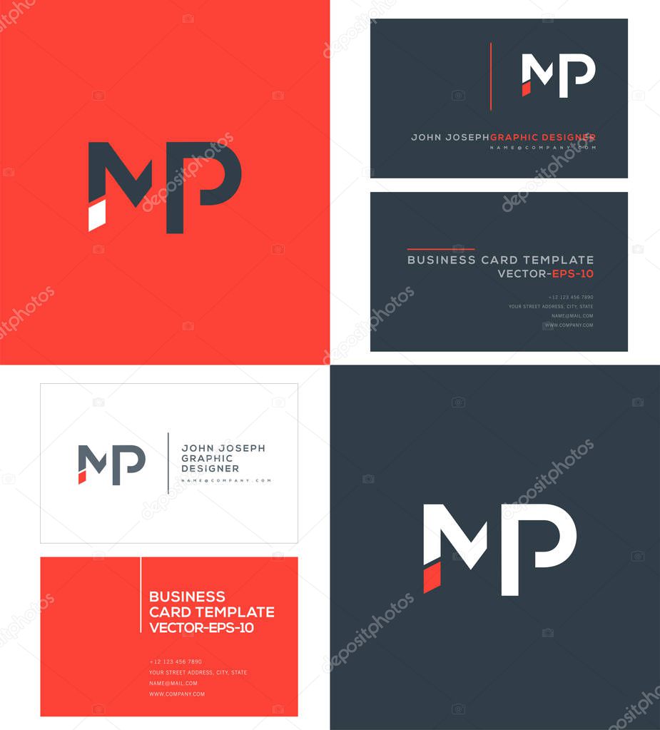 logo joint Mp for Business Card Template, Vector