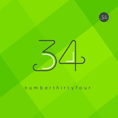 Yıldönümü logo 34 simge, geometrik kurumsal kimlik, vektör çizim