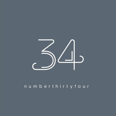 Yıldönümü logo 34 simge, geometrik kurumsal kimlik, vektör çizim