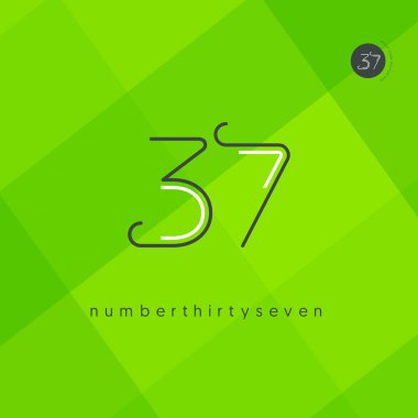 Yıldönümü logo 37 simge, geometrik kurumsal kimlik, vektör çizim