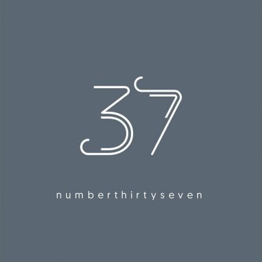 Yıldönümü logo 37 simge, geometrik kurumsal kimlik, vektör çizim