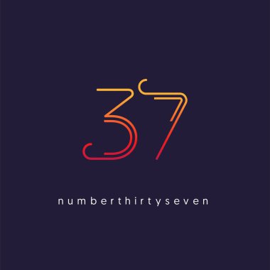 Yıldönümü logo 37 simge, geometrik kurumsal kimlik, vektör çizim