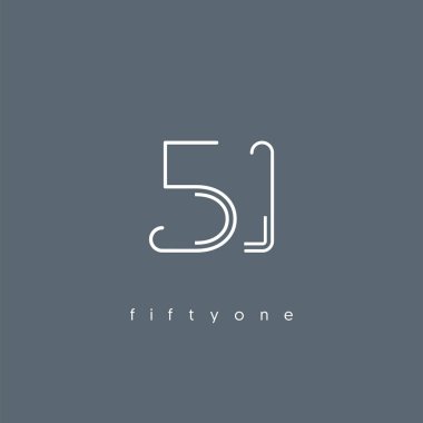 Modern 51 dijital numara logo simge, geometrik kurumsal kimlik, vektör çizim