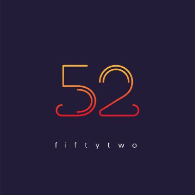 Modern 52 dijital numara logo simge, geometrik kurumsal kimlik, vektör çizim