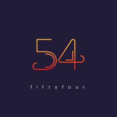 Modern 54 dijital numara logo simge, geometrik kurumsal kimlik, vektör çizim