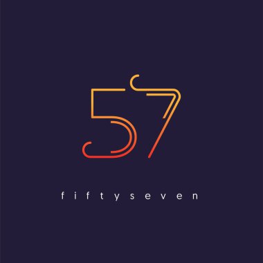 Modern 57 dijital numara logo simge, geometrik kurumsal kimlik, vektör çizim