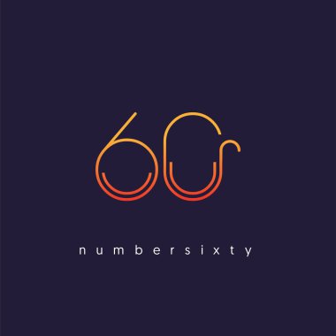 Modern 60 dijital numara logo simge, geometrik kurumsal kimlik, vektör çizim
