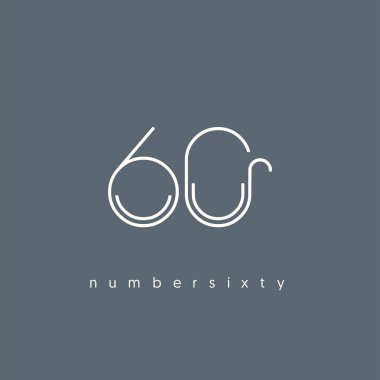 Modern 60 dijital numara logo simge, geometrik kurumsal kimlik, vektör çizim