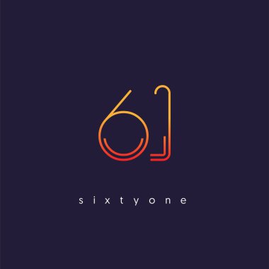 Modern 61 dijital numara logo simge, geometrik kurumsal kimlik, vektör çizim