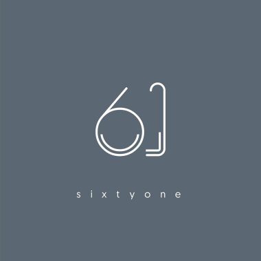 Modern 61 dijital numara logo simge, geometrik kurumsal kimlik, vektör çizim