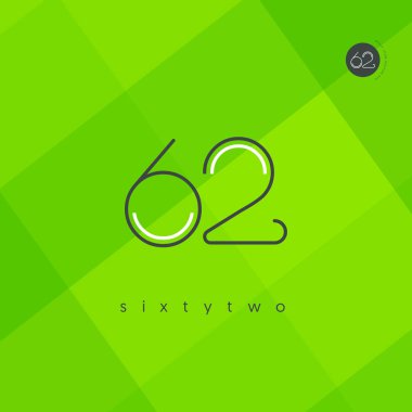 Modern 62 dijital numara logo simge, geometrik kurumsal kimlik, vektör çizim