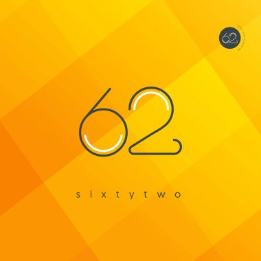 Modern 62 dijital numara logo simge, geometrik kurumsal kimlik, vektör çizim