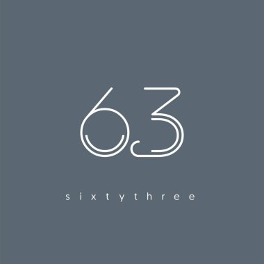 Modern 63 dijital numara logo simge, geometrik kurumsal kimlik, vektör çizim