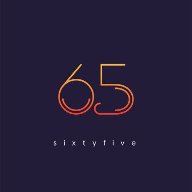 Modern 65 dijital numara logo simge, geometrik kurumsal kimlik, vektör çizim