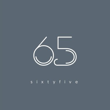 Modern 65 dijital numara logo simge, geometrik kurumsal kimlik, vektör çizim