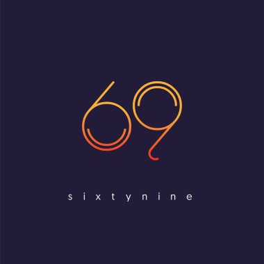 Modern 69 dijital numara logo simge, geometrik kurumsal kimlik, vektör çizim