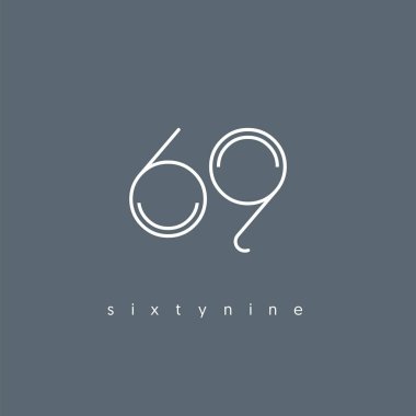 Modern 69 dijital numara logo simge, geometrik kurumsal kimlik, vektör çizim