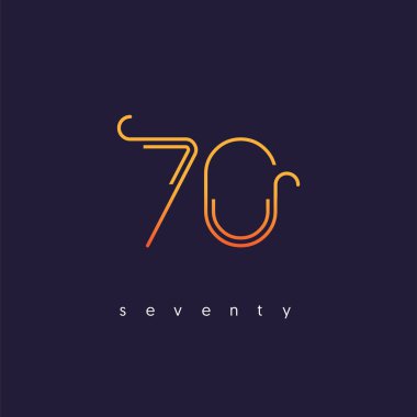 Modern 70 dijital numara logo simge, geometrik kurumsal kimlik, vektör çizim