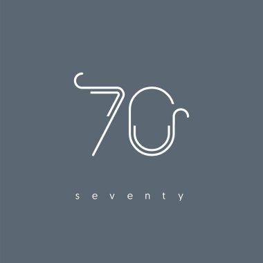 Modern 70 dijital numara logo simge, geometrik kurumsal kimlik, vektör çizim