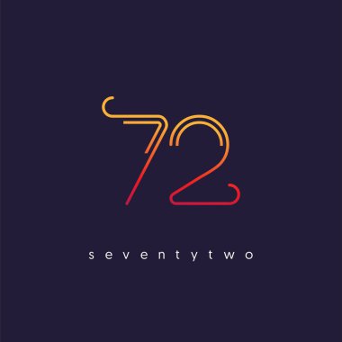 Modern 72 dijital numara logo simge, geometrik kurumsal kimlik, vektör çizim