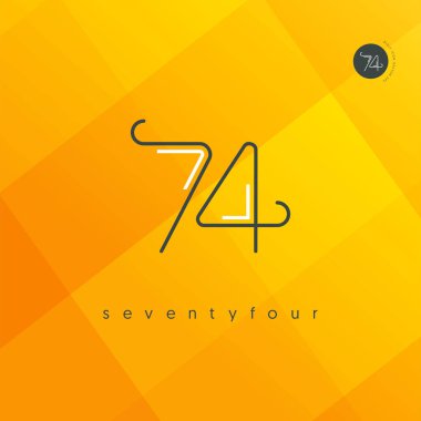 Modern 74 dijital numara logo simge, geometrik kurumsal kimlik, vektör çizim