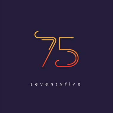 Modern 75 dijital numara logo simge, geometrik kurumsal kimlik, vektör çizim