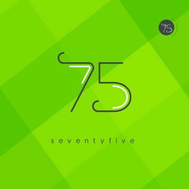 Modern 75 dijital numara logo simge, geometrik kurumsal kimlik, vektör çizim