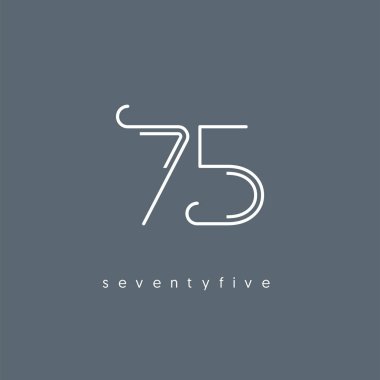 Modern 75 dijital numara logo simge, geometrik kurumsal kimlik, vektör çizim