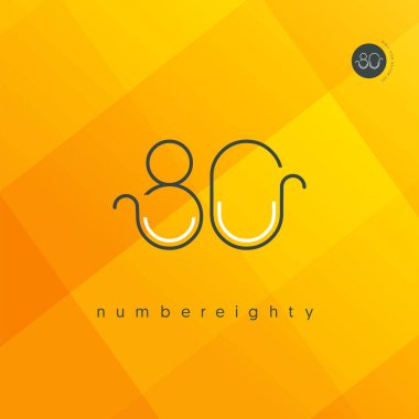 Modern 80 dijital numara logo simge, geometrik kurumsal kimlik, vektör çizim