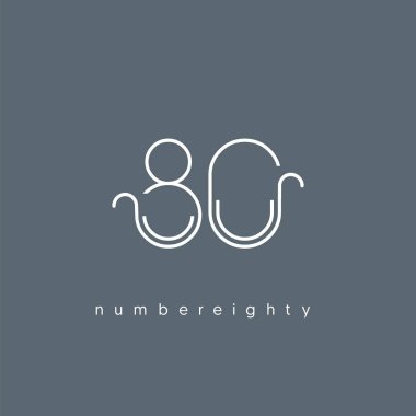 Modern 80 dijital numara logo simge, geometrik kurumsal kimlik, vektör çizim